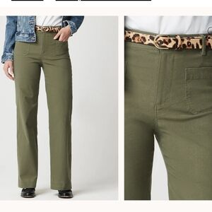 J Crew BW803 Lizzie High-Rise Patch-Pocket Wide-leg Pant Green 29